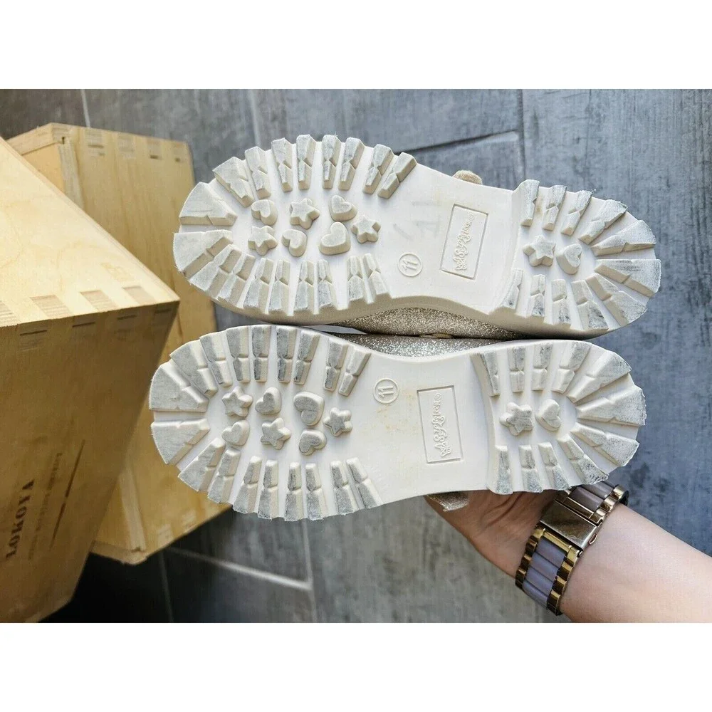 Little Girls Mary Jane Dress Shoes Party Wedding Princess Gold Glitter 11 11c